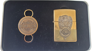 Never Used Harley-Davidson Brass Zippo Lighter Set