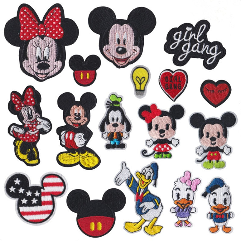 Mickey and Minnie Mouse Embroidered Iron on Patch Cloth Applique