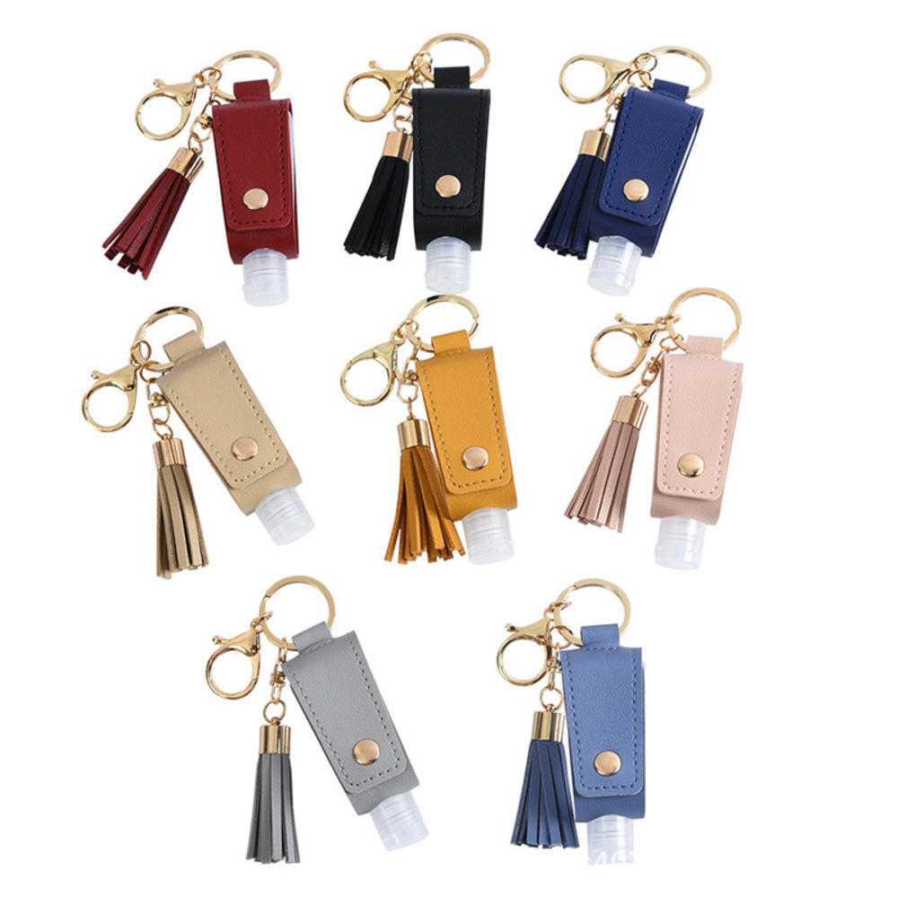 30ML Hand Sanitizer Leather Keychain Holder Travel Bottle