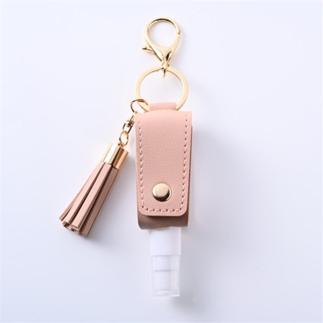 30ML Hand Sanitizer Leather Keychain Holder Travel Bottle