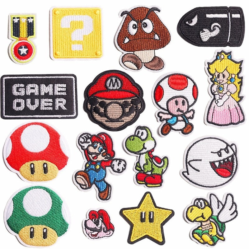 Mushroom Mario Game Iron on Embroidered Patch