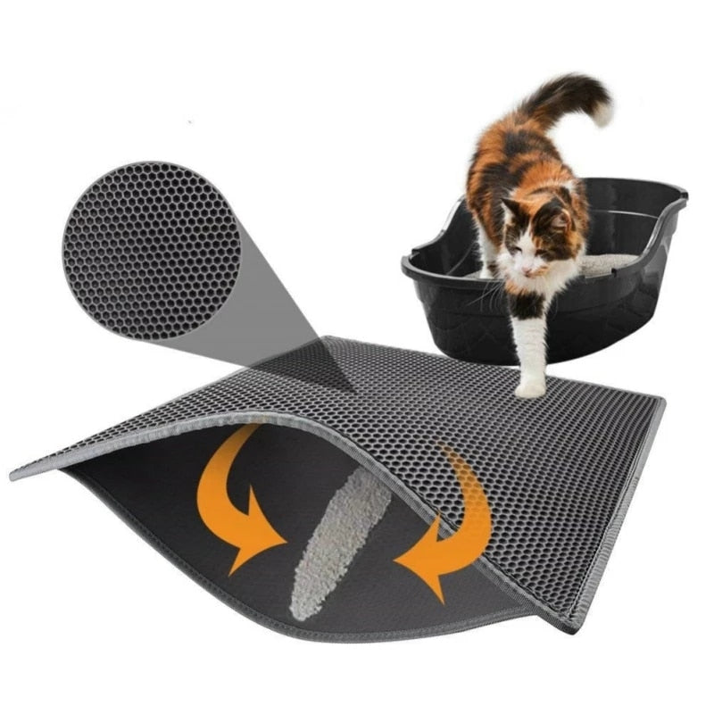 Pet Cat Litter Mat Double Layer Pet Litter Box Mat Easier To Clean